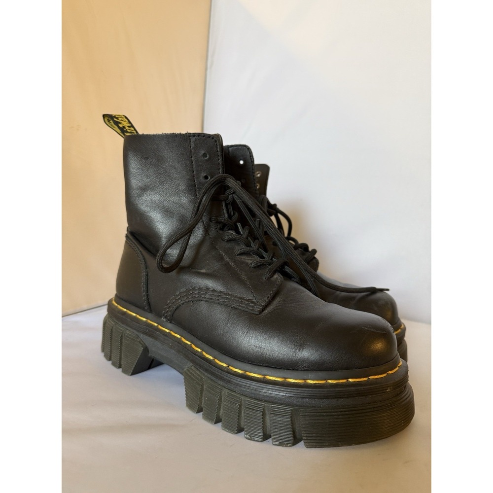 Dr. Martens Audrick 8-Eye Platform Boot Napa Soft Black Leather Combat Women's 6